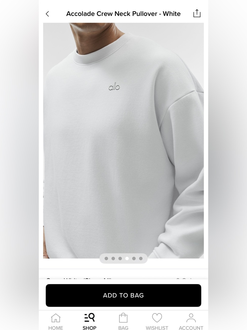 Alo Accolade Crew Neck Pullover - White large. Used